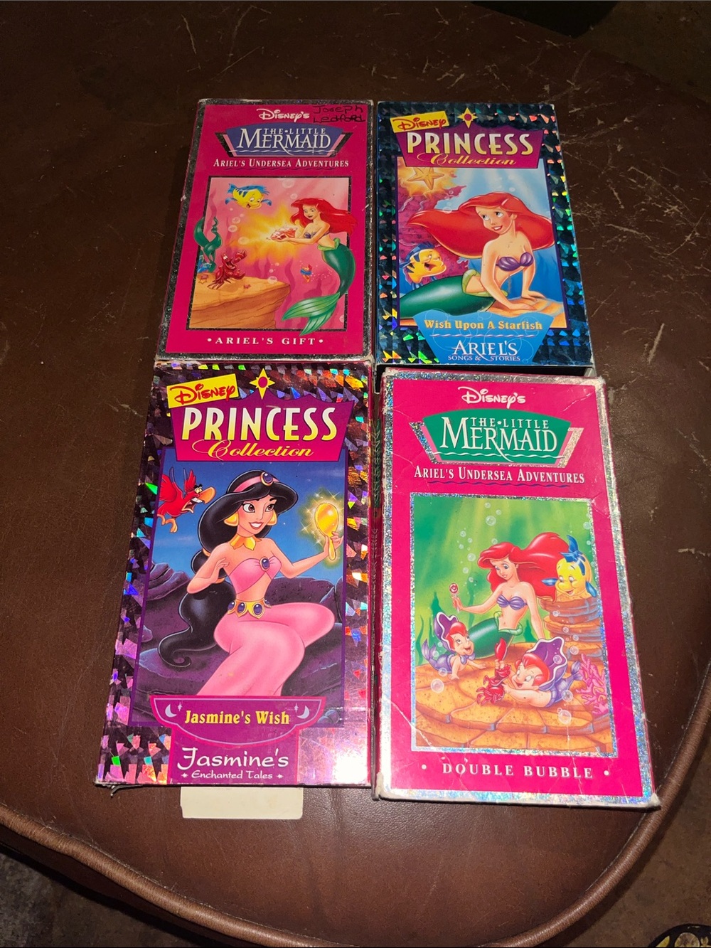 Vintage Disney VHS Tape Lot of 4 The Little Mermaid Ariel Jasmine Princess 90s
